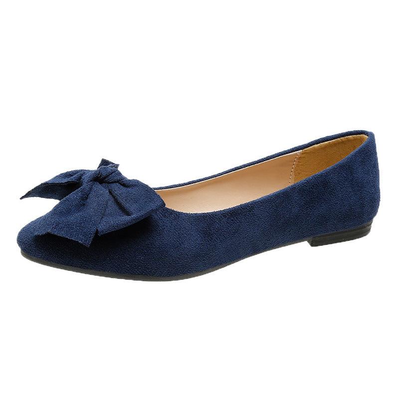 Big Bow Flat Shoes Pointed-toe Low-heeled Shoes Women Fashion Casual Breathable Slip On Flats - AL MONI EXPRESS