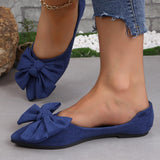 Big Bow Flat Shoes Pointed-toe Low-heeled Shoes Women Fashion Casual Breathable Slip On Flats - AL MONI EXPRESS