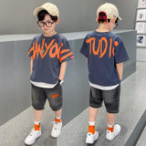 Big Boy's Short Sleeve Suit T-shirt Trendy - Almoni Express