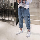 Big Kids Loose Harem Trousers Big Kids Plus Fleece Padded Overalls - Almoni Express