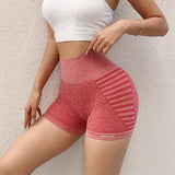 Biker Shorts For Women High Wais Stripe Gym Running Shorts - AL MONI EXPRESS