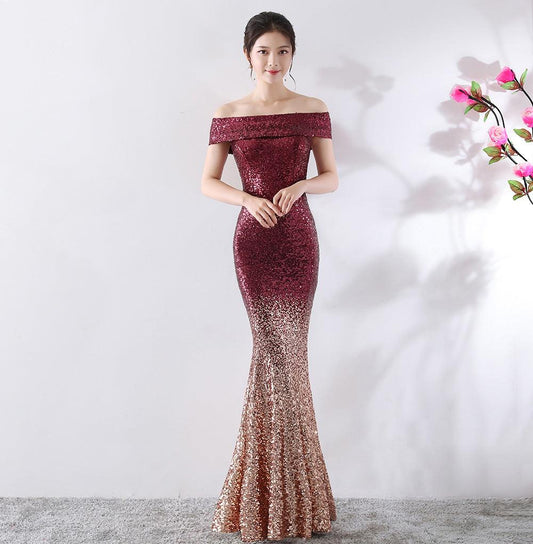 Birthday Party Dress Slimming Host Long Dress - Almoni Express