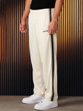 Black And White Ribbon Stitching Casual Trousers Men's Striped Embroidery Fitness Sports - Almoni Express