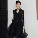 Black Evening Dress Feminine And Luxurious - Almoni Express