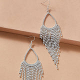 Bohemian Tassel Shiny Long Rhinestone-encrusted Earrings - AL MONI EXPRESS