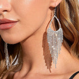 Bohemian Tassel Shiny Long Rhinestone-encrusted Earrings - AL MONI EXPRESS