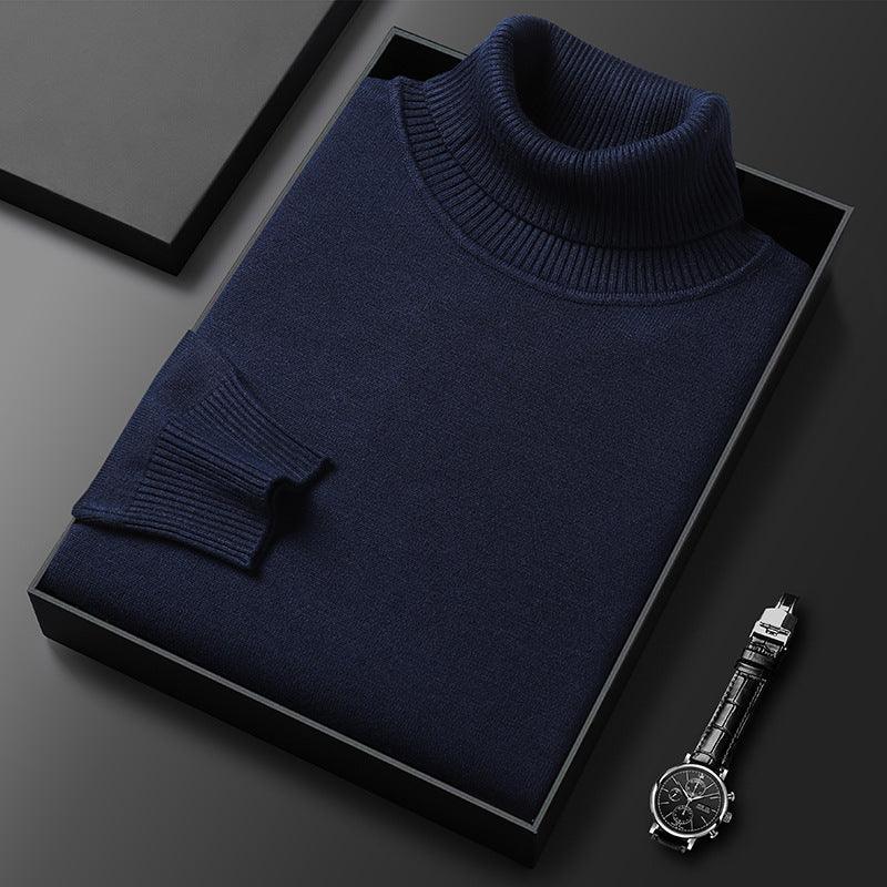 Bottoming Shirt Young And Middle-aged Slim-fit Solid Color Turtleneck Pullover Sweater - Almoni Express