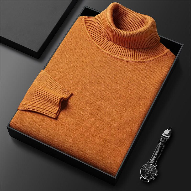 Bottoming Shirt Young And Middle-aged Slim-fit Solid Color Turtleneck Pullover Sweater - Almoni Express