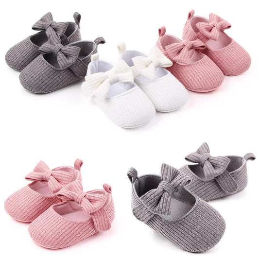 Bowknot Woolen Knit Baby Shoes Moccasins Princess Shoes Baby Shoes - Almoni Express