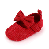 Bowknot Woolen Knit Baby Shoes Moccasins Princess Shoes Baby Shoes - Almoni Express