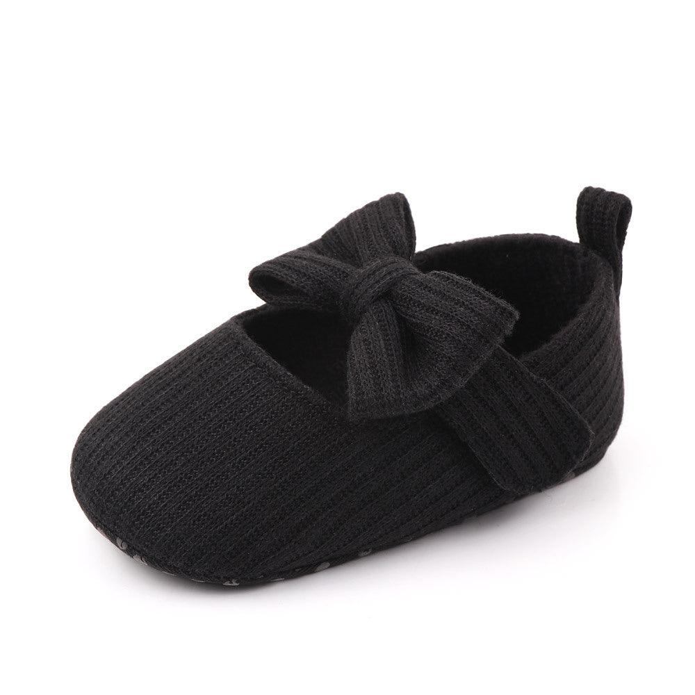 Bowknot Woolen Knit Baby Shoes Moccasins Princess Shoes Baby Shoes - Almoni Express