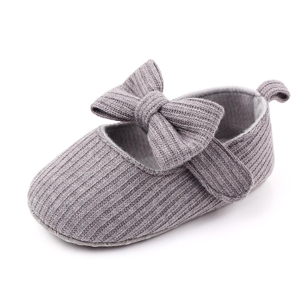 Bowknot Woolen Knit Baby Shoes Moccasins Princess Shoes Baby Shoes - Almoni Express