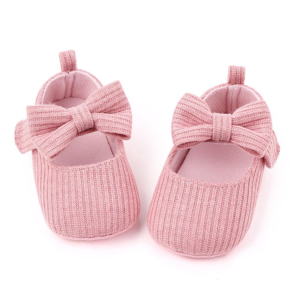 Bowknot Woolen Knit Baby Shoes Moccasins Princess Shoes Baby Shoes - Almoni Express