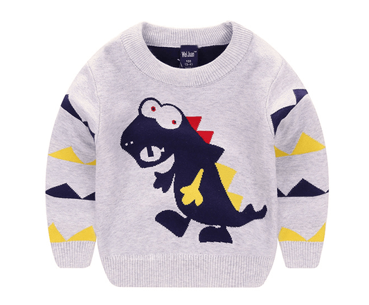 Boy's explosion of wild dinosaur sweater - Almoni Express