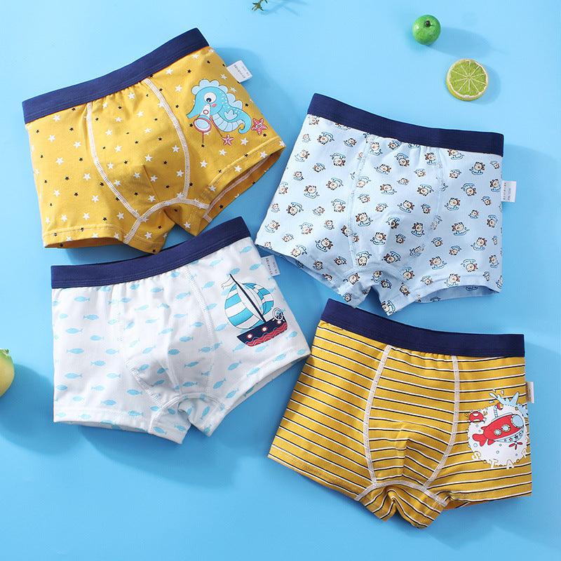 Boys Cartoon Cotton Boxer Shorts Suit - Almoni Express