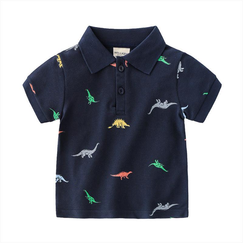 Boys Cartoon Short Sleeve Fashion Casual Trend Children's T-shirt Moisture Wicking Cotton Short Sleeve - Almoni Express