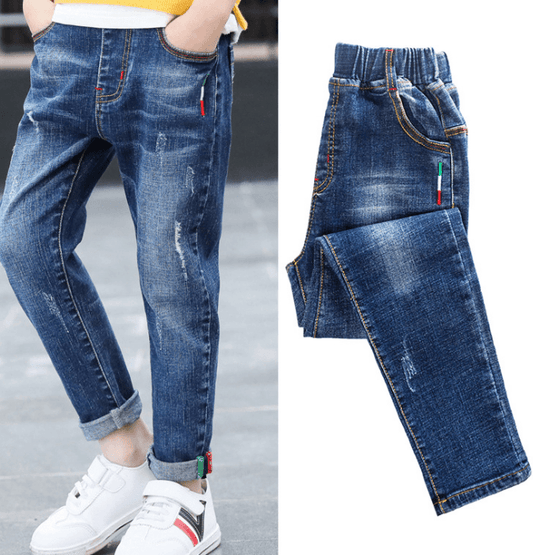 Boys' denim trousers, new style, big children's trousers, spring and autumn children's trousers - Almoni Express