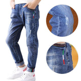 Boys' denim trousers, new style, big children's trousers, spring and autumn children's trousers - Almoni Express