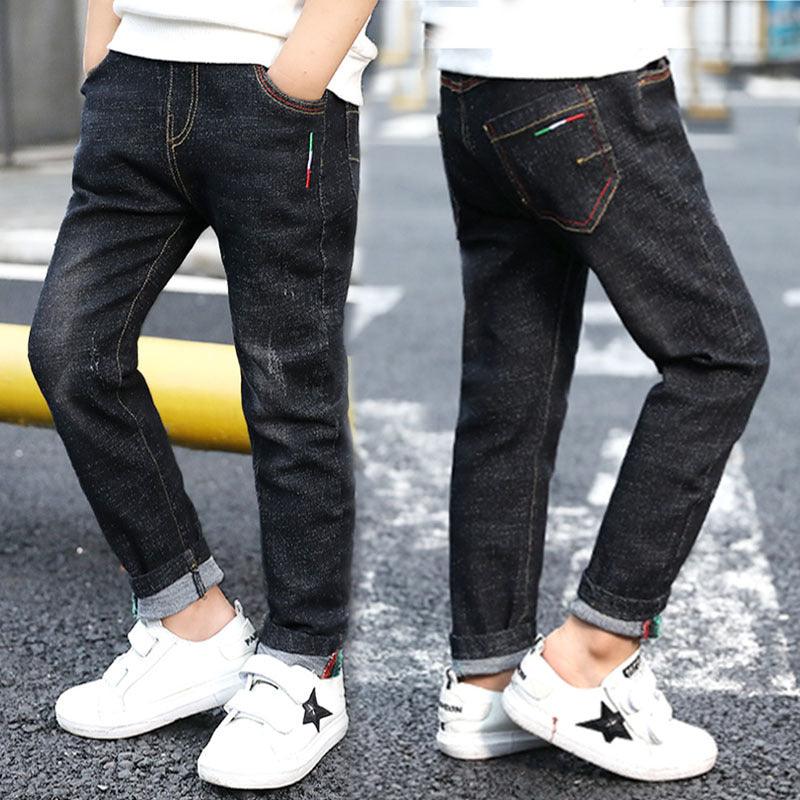 Boys' denim trousers, new style, big children's trousers, spring and autumn children's trousers - Almoni Express