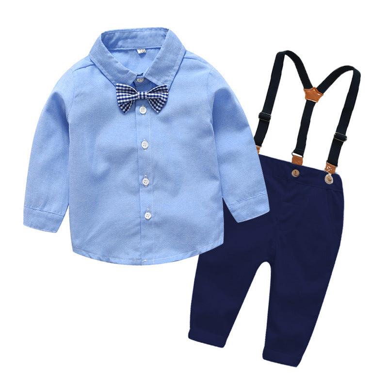 Boys Gentleman Bib Pant Suit Long Sleeve Bow Tie - Almoni Express