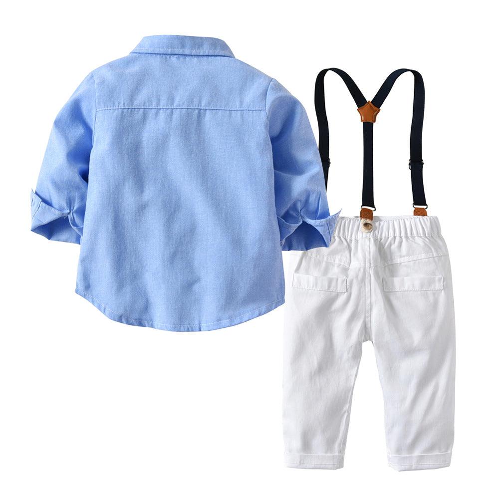 Boys Gentleman Bib Pant Suit Long Sleeve Bow Tie - Almoni Express