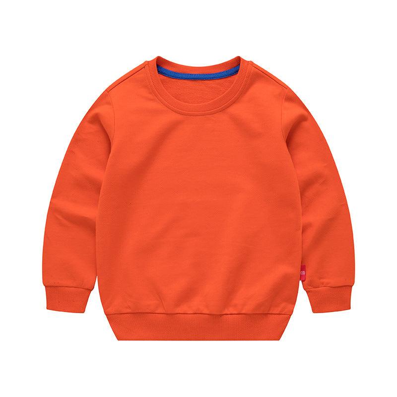 Boys Korean Round Neck Solid Color Loose Long Sleeve Pullover - Almoni Express