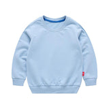 Boys Korean Round Neck Solid Color Loose Long Sleeve Pullover - Almoni Express