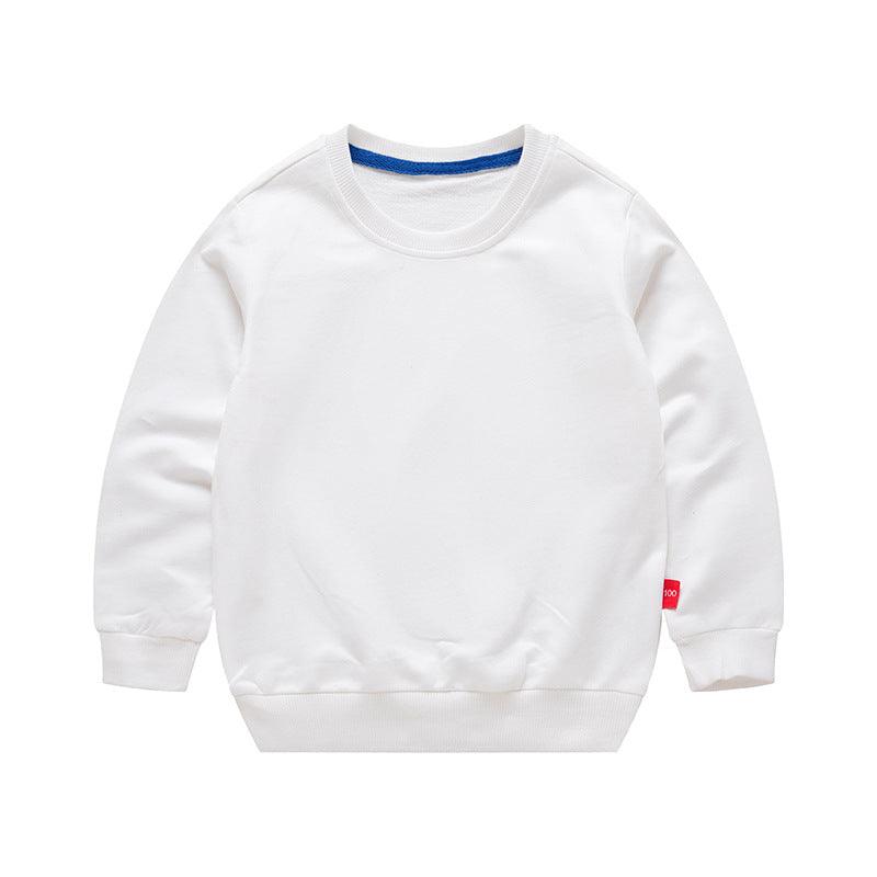 Boys Korean Round Neck Solid Color Loose Long Sleeve Pullover - Almoni Express