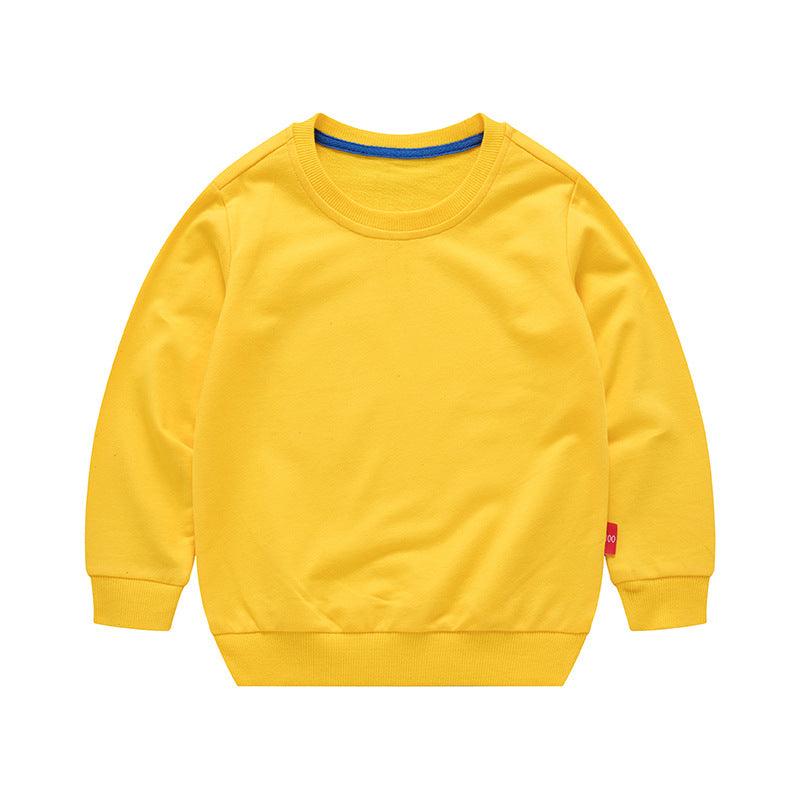 Boys Korean Round Neck Solid Color Loose Long Sleeve Pullover - Almoni Express