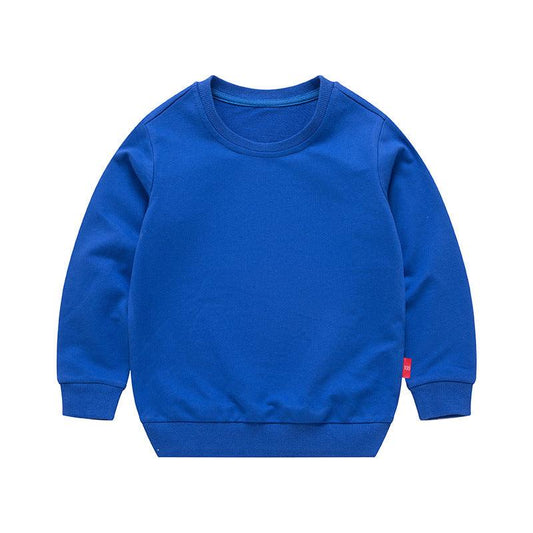 Boys Korean Round Neck Solid Color Loose Long Sleeve Pullover - Almoni Express