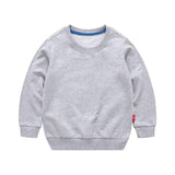 Boys Korean Round Neck Solid Color Loose Long Sleeve Pullover - Almoni Express