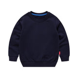 Boys Korean Round Neck Solid Color Loose Long Sleeve Pullover - Almoni Express