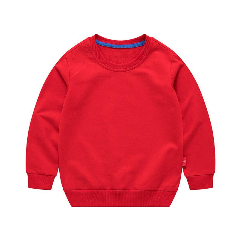 Boys Korean Round Neck Solid Color Loose Long Sleeve Pullover - Almoni Express