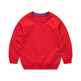 Boys Korean Round Neck Solid Color Loose Long Sleeve Pullover - Almoni Express