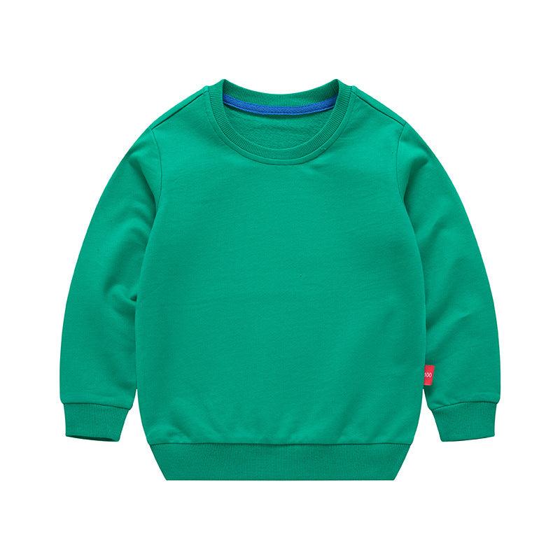 Boys Korean Round Neck Solid Color Loose Long Sleeve Pullover - Almoni Express