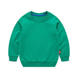 Boys Korean Round Neck Solid Color Loose Long Sleeve Pullover - Almoni Express