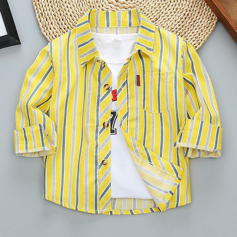 Boys Long Sleeve Plaid Shirt Jacket Spring - Almoni Express