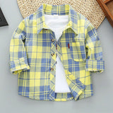 Boys Long Sleeve Plaid Shirt Jacket Spring - Almoni Express