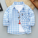 Boys Long Sleeve Plaid Shirt Jacket Spring - Almoni Express