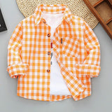 Boys Long Sleeve Plaid Shirt Jacket Spring - Almoni Express