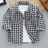 Boys Long Sleeve Plaid Shirt Jacket Spring - Almoni Express