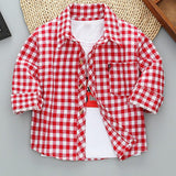 Boys Long Sleeve Plaid Shirt Jacket Spring - Almoni Express