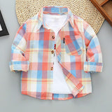 Boys Long Sleeve Plaid Shirt Jacket Spring - Almoni Express