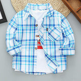 Boys Long Sleeve Plaid Shirt Jacket Spring - Almoni Express