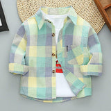 Boys Long Sleeve Plaid Shirt Jacket Spring - Almoni Express