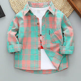 Boys Long Sleeve Plaid Shirt Jacket Spring - Almoni Express