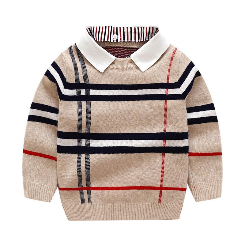 Boys plaid jacquard sweater - Almoni Express