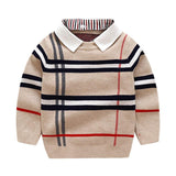 Boys plaid jacquard sweater - Almoni Express