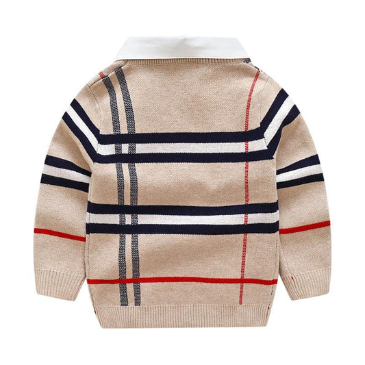 Boys plaid jacquard sweater - Almoni Express