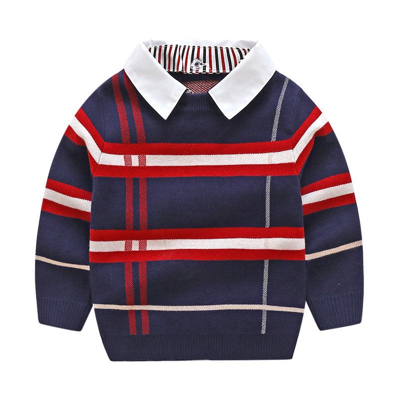 Boys plaid jacquard sweater - Almoni Express